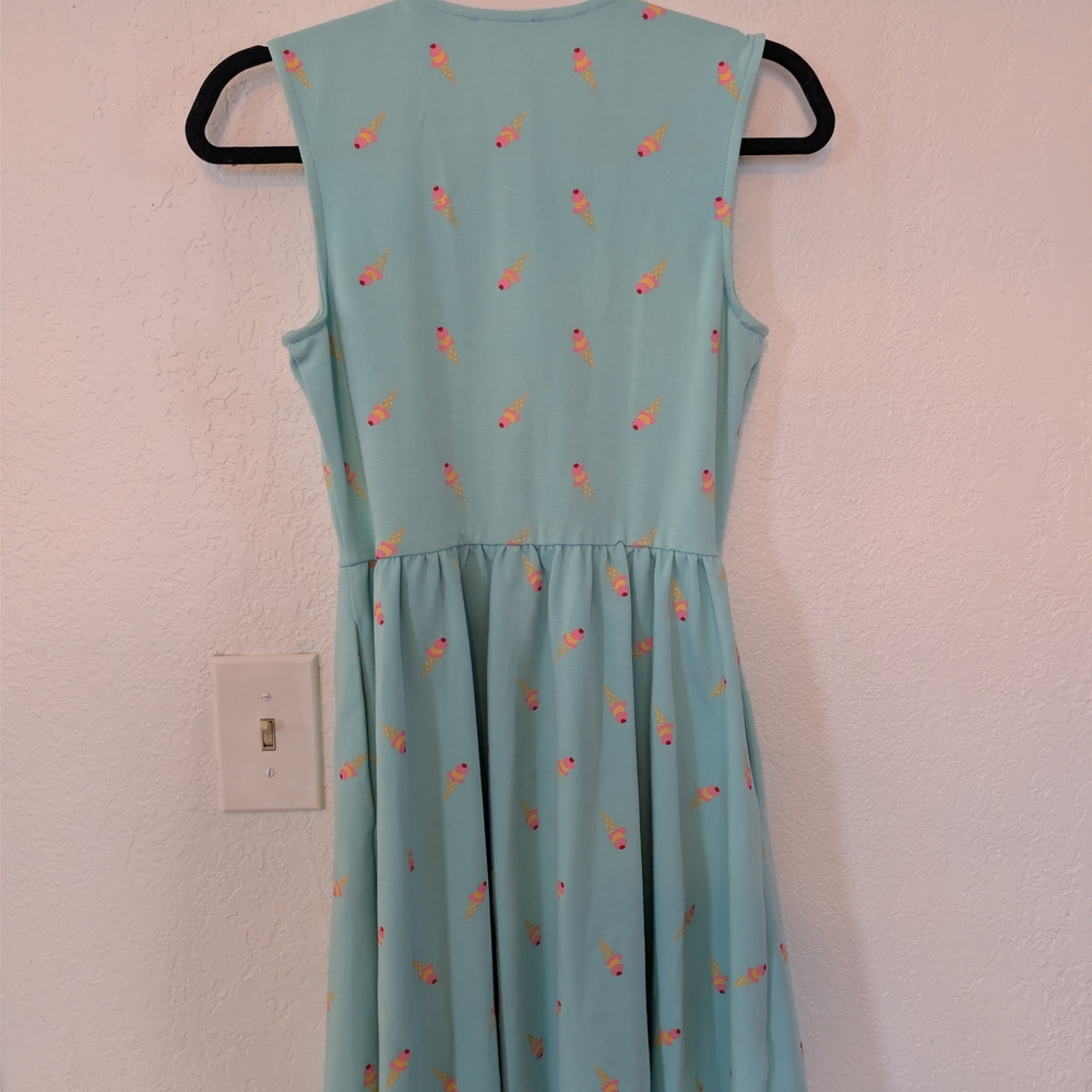 Unique Vintage Mint Green Ice Cream Print Josie Fit & Flare Dress Novelty Summer - Picture 7 of 7